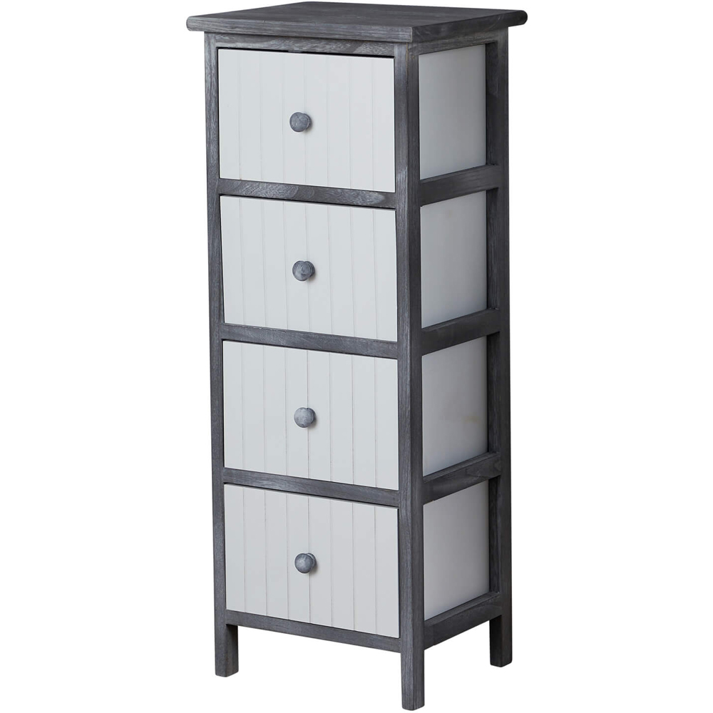 Home Source Mosbach 4 Drawer Grey Washed and White Solid Wooden Storage Unit Image 2