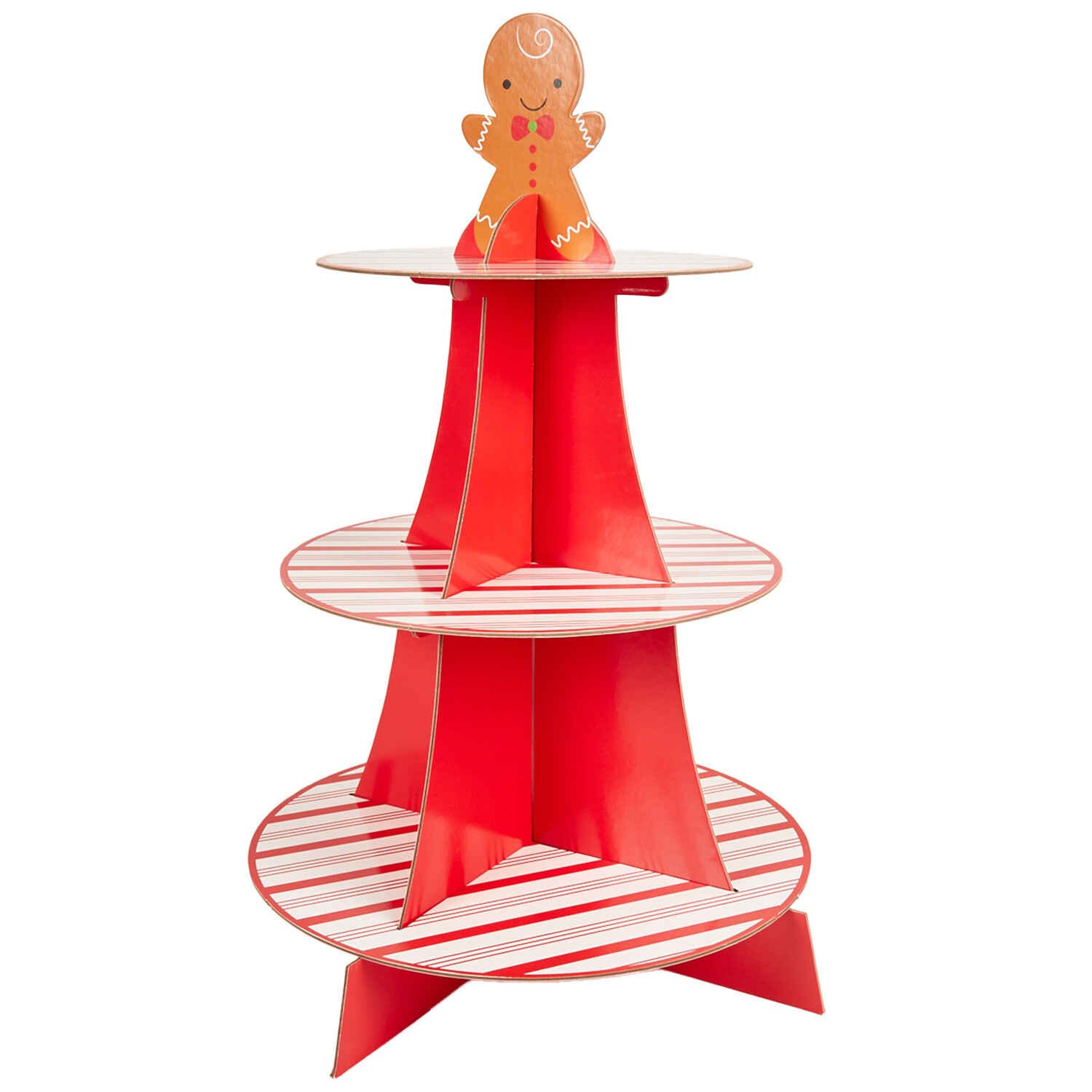 Gingerbread 3 Tier Cupcake Stand - Red & White Image 2