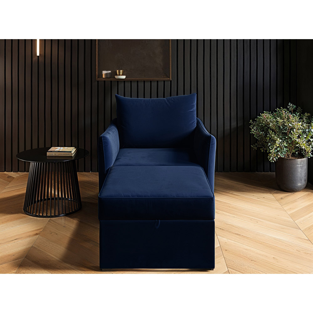 Solace+Co Skyler Navy Velvet Armchair Bed Image 5