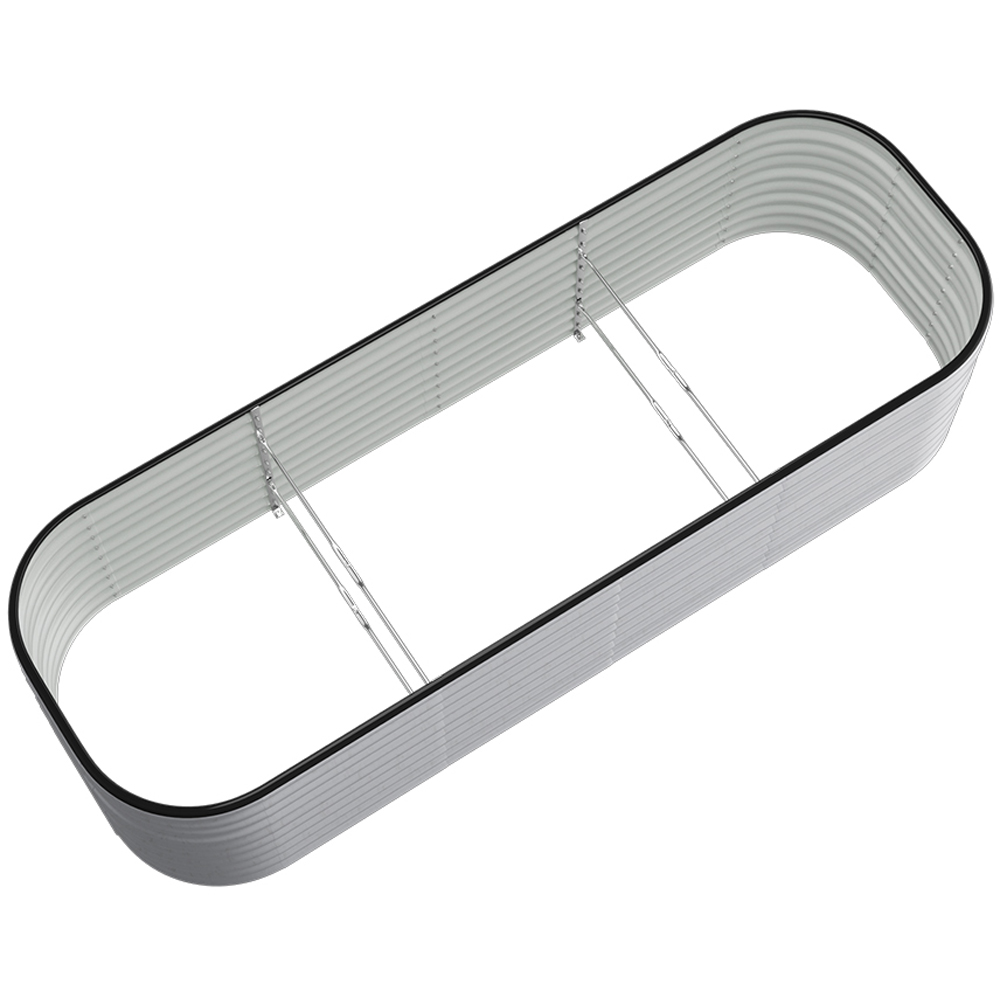 Living and Home Silver Oval Galvanised Steel Raised Garden Bed 240 x 56cm Image 4