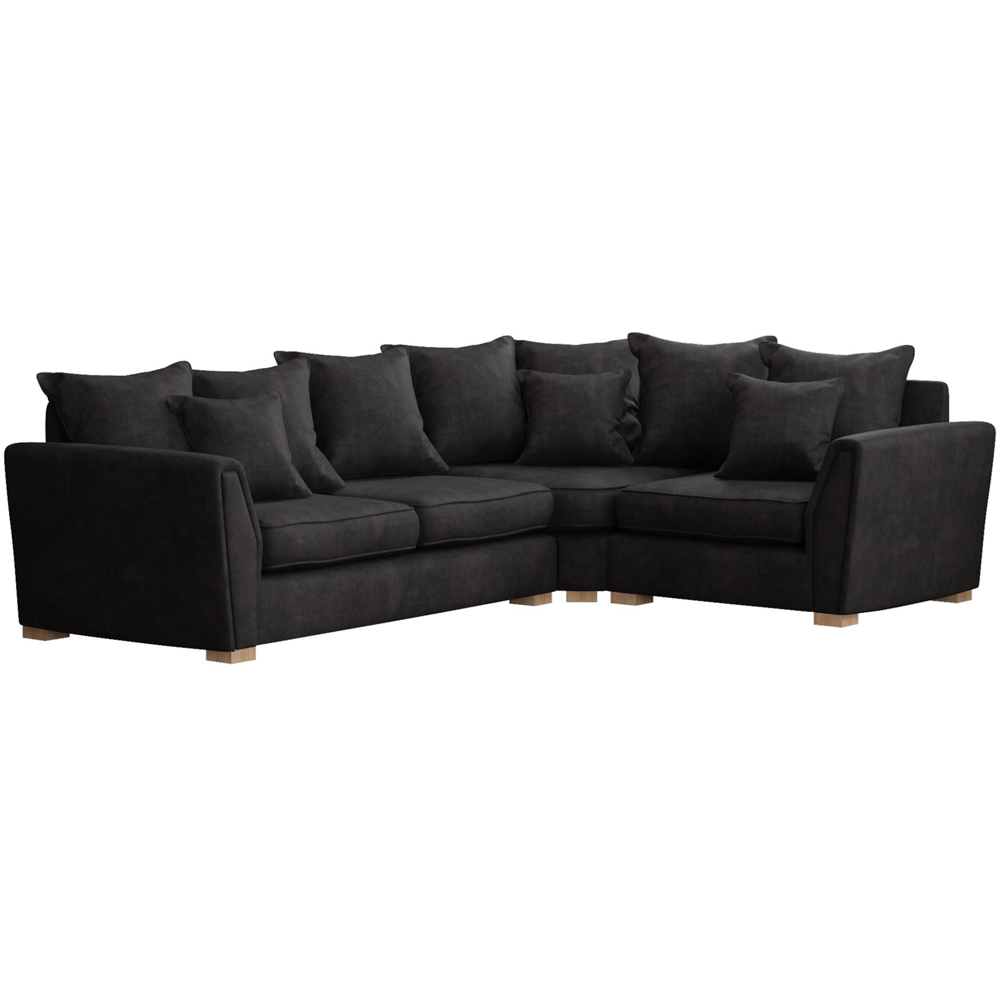 Wendleberry 3 Seater Ebony Plush Velvet Scatter Back Right Hand Corner Sofa Image 2