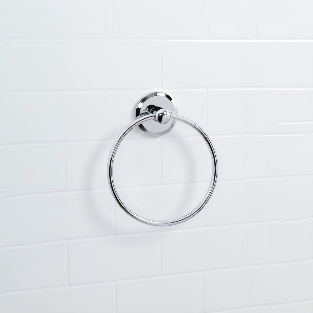 Bristan Solo Solid Brass Chrome Wall Mounted Round Towel Ring Image 4