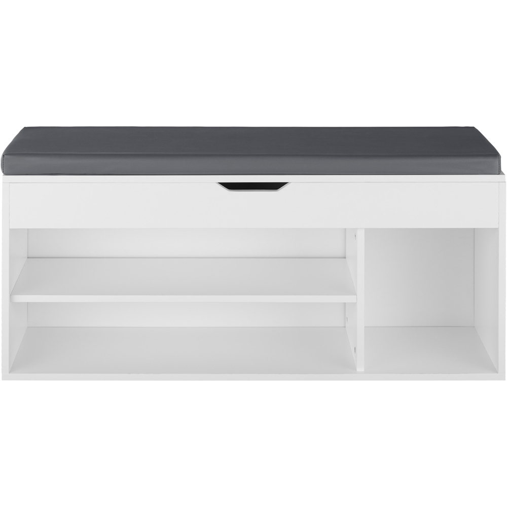 tectake Natalya 4 Compartment White Shoe Bench with Soft Cushion Image 6