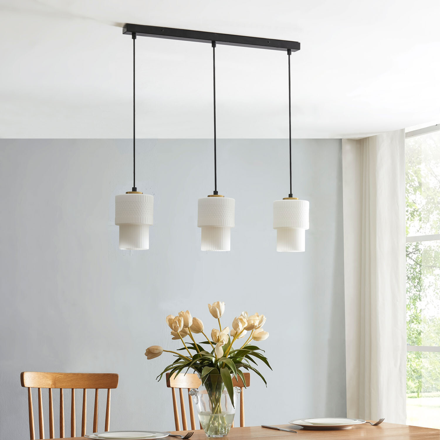 Singapore 3 Light Ceiling Fitting - Black Image 4