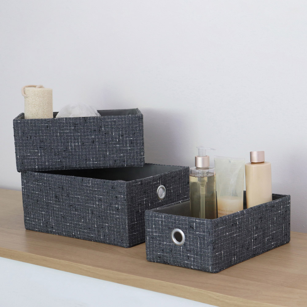 JVL Shadow Rectangular Fabric Storage Baskets 3 Pack Image 2