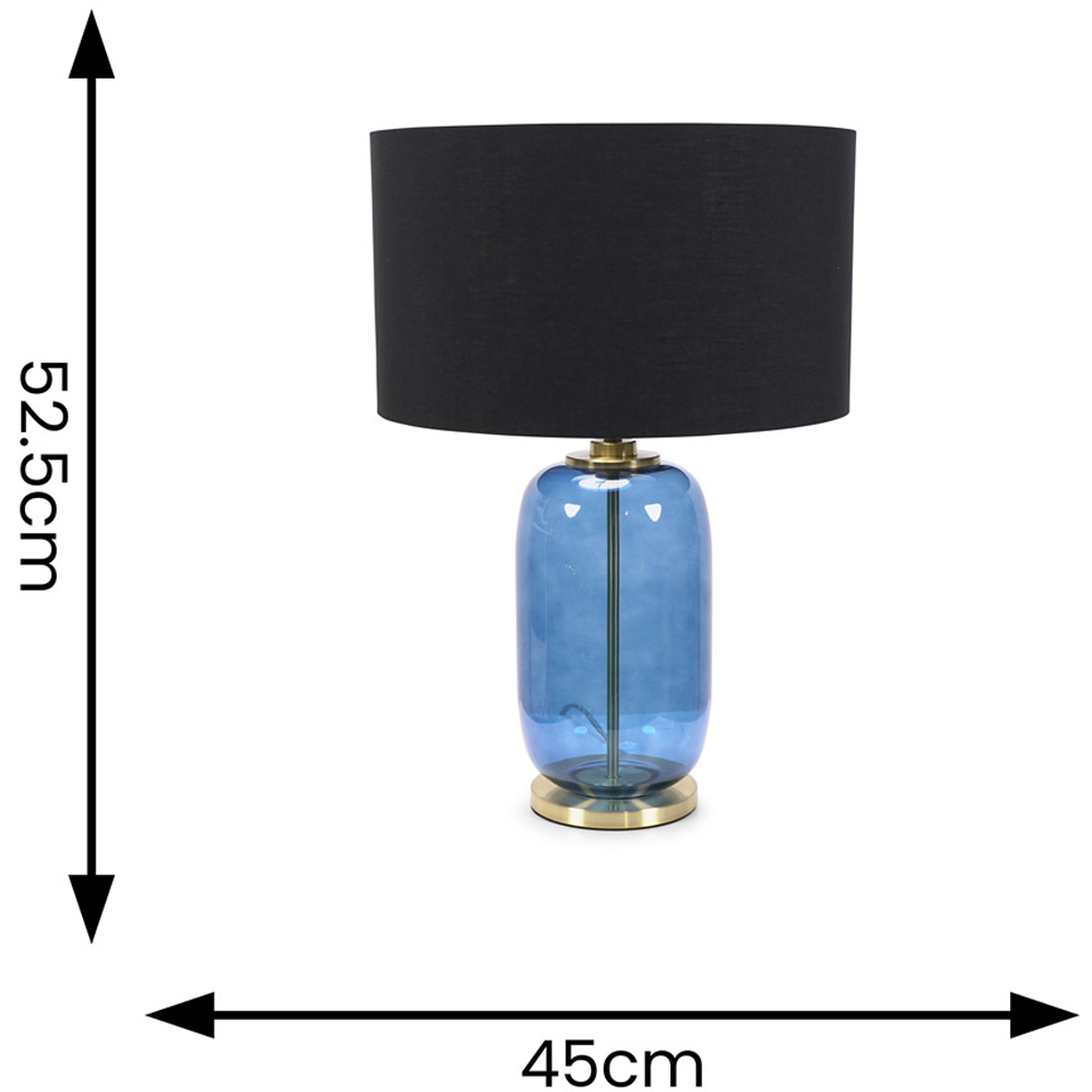 ValueLights Leigh Reni Black Drum Shade Navy Blue Glass LED Table Lamp Image 4