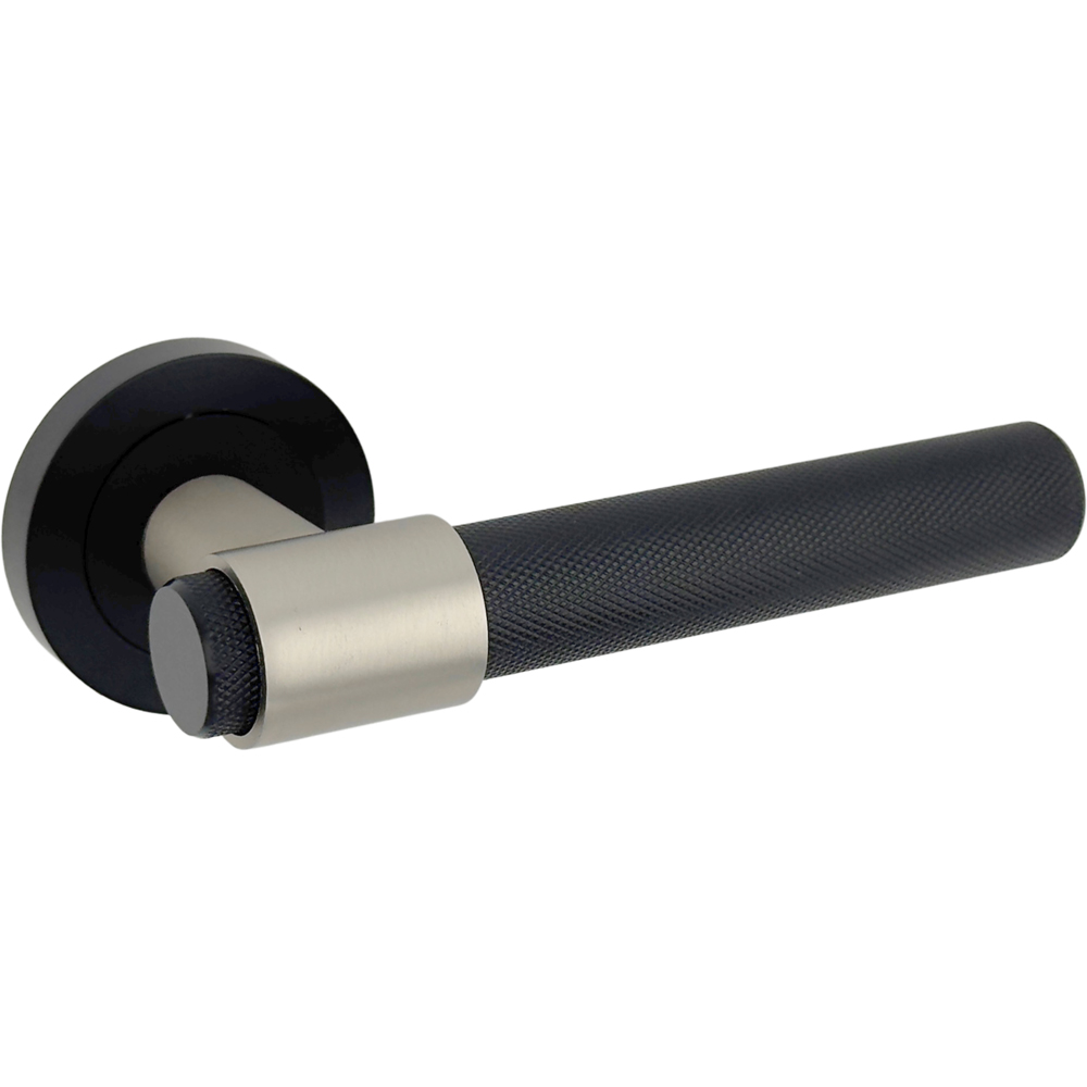 AXS Hardware Dakota Black Knurled Door Handle on Rose 2 Pack Image 3