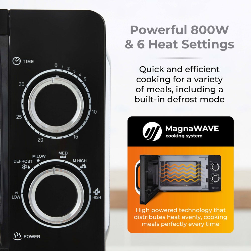 Tower T24042BLK Black 20L Manual Microwave Image 3