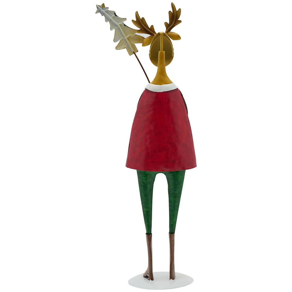The Christmas Gift Co Metal Reindeer with Tree Ornament Image 3
