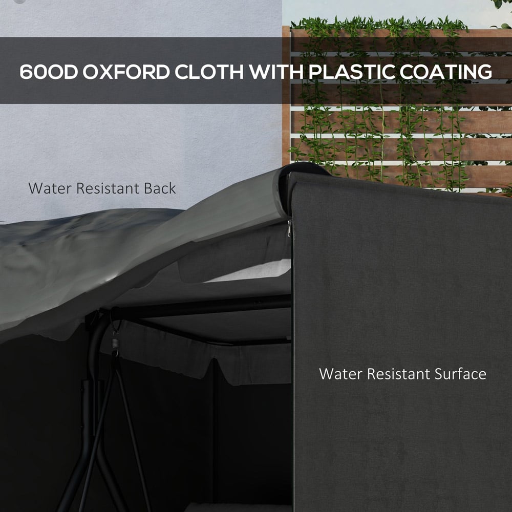 Outsunny Dark Grey 3 Seater Swing Bench Cover 152 x 114 x 177cm Image 6