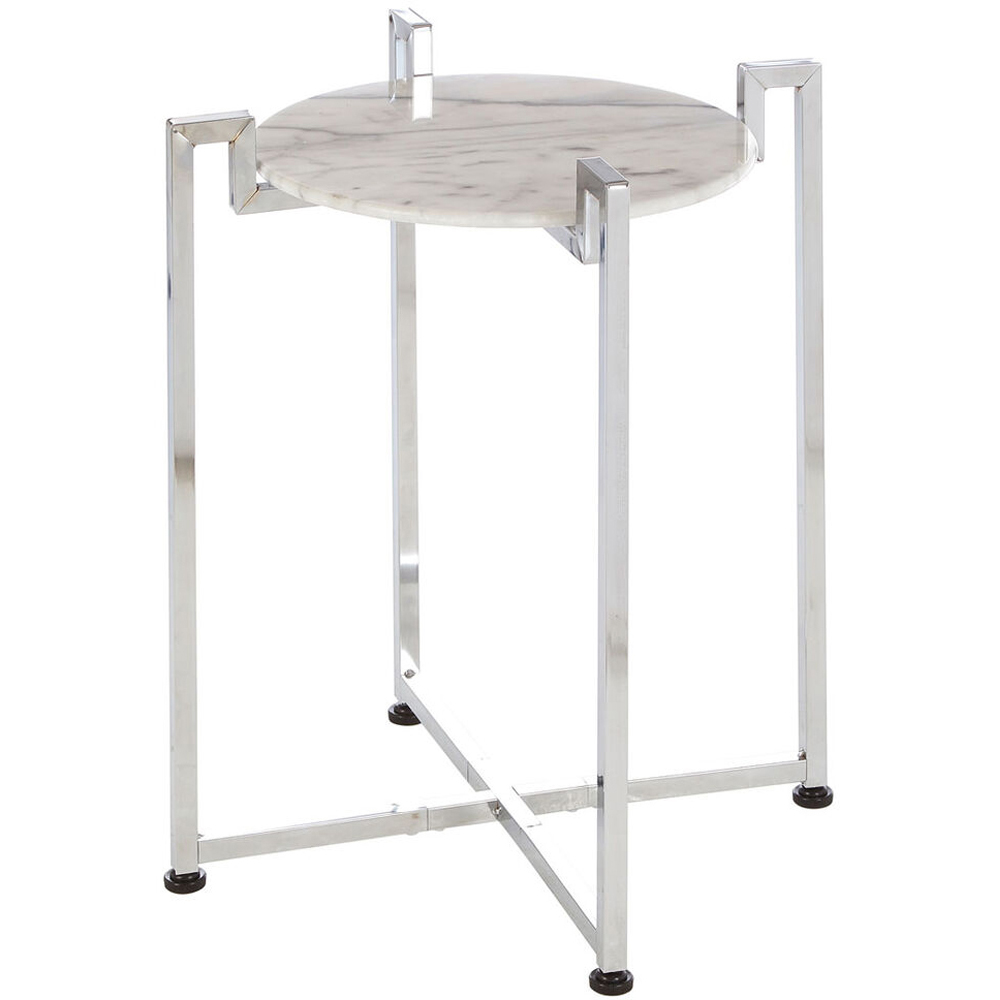 Premier Housewares White Marble Top Side Table with Chrome Base Image 2
