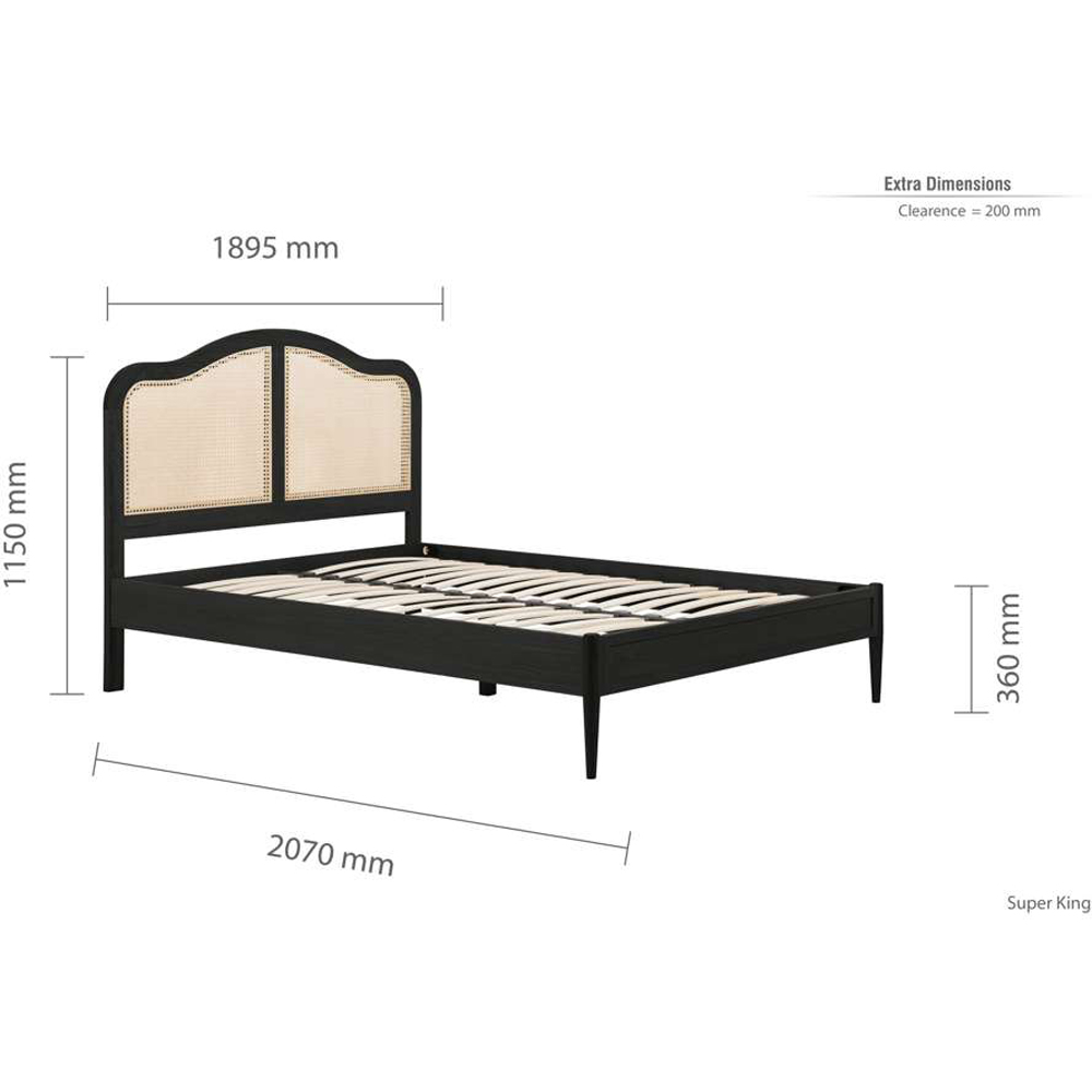 Birlea Leonie Super King Size Black Bed with Rattan Headboard Image 7