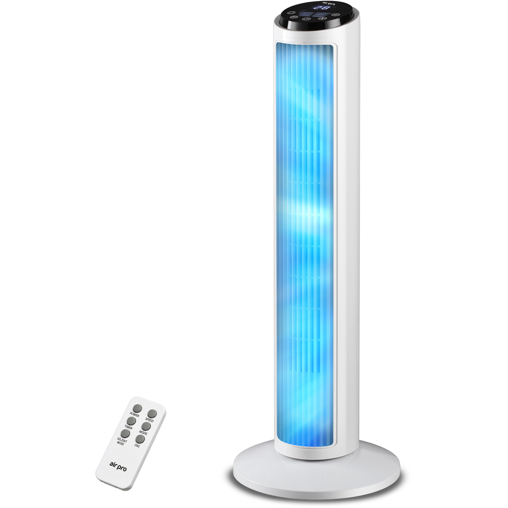 Air Pro White SmartVoice Control Oscillating Bladeless Tower Fan with Remote 30 inch Image 2