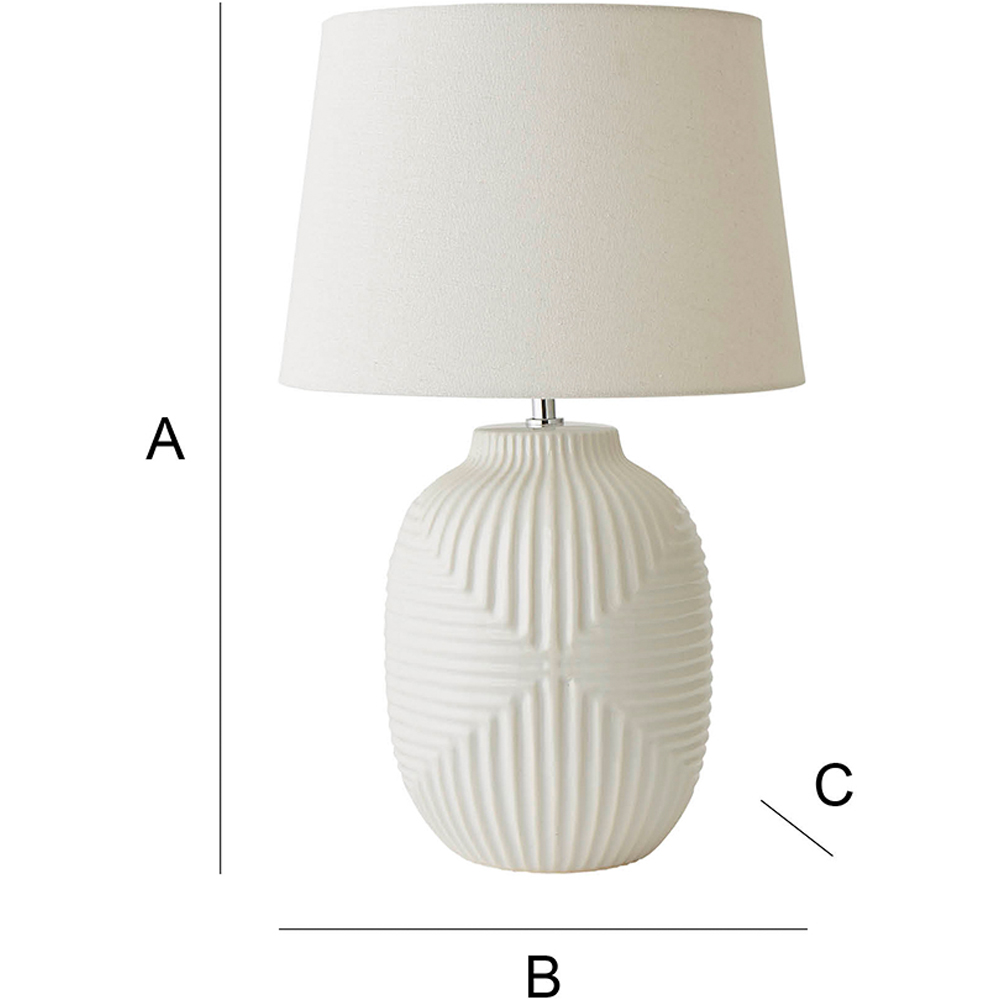 ValueLights Harrison Taper Shade White Geo Ribbed Pattern Gloss Large LED Table Lamp Image 8