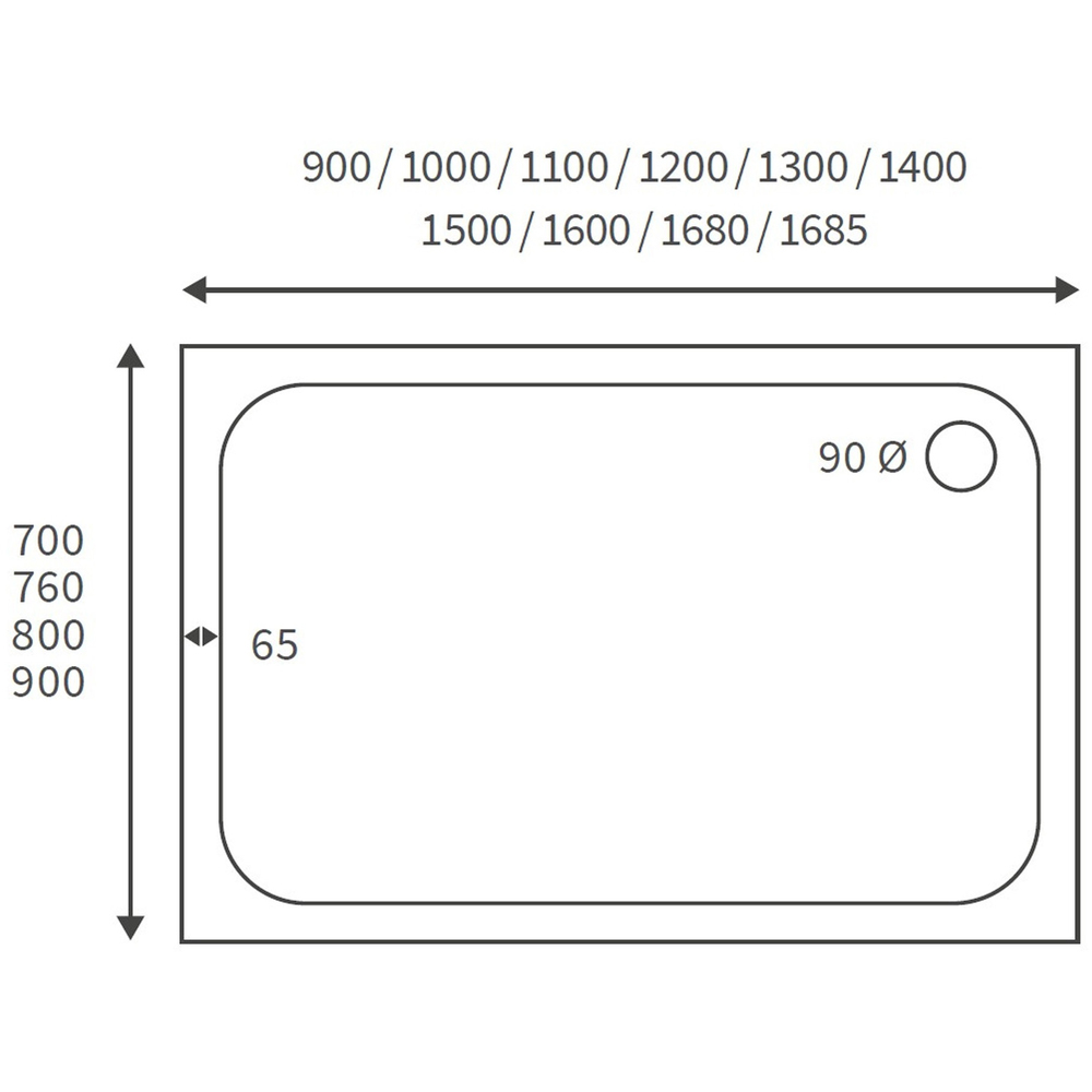 Bathstore Deluxe 45mm White Rectangular Shower Tray with Chrome Waste 1500 x 700mm Image 4