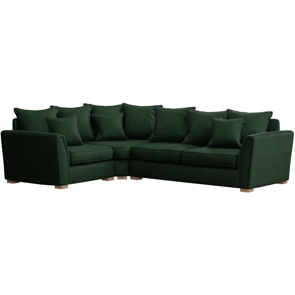 Wendleberry 3 Seater Forest Green Plush Velvet Scatter Back Left Hand Corner Sofa Image 2