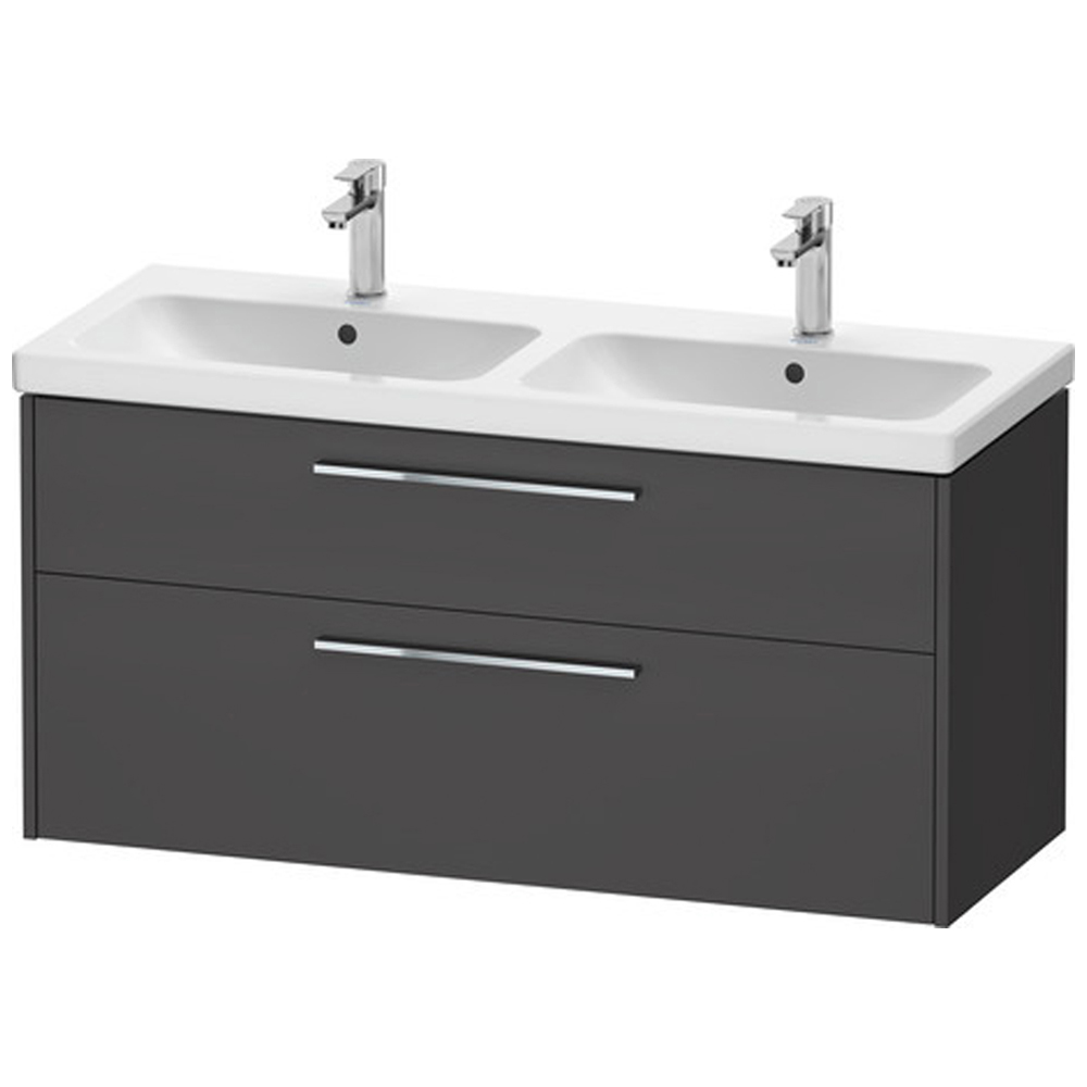 Duravit D-Code 2 Drawer Matt Graphite Wall Hung Vanity Unit 1184 x 460mm Image 1