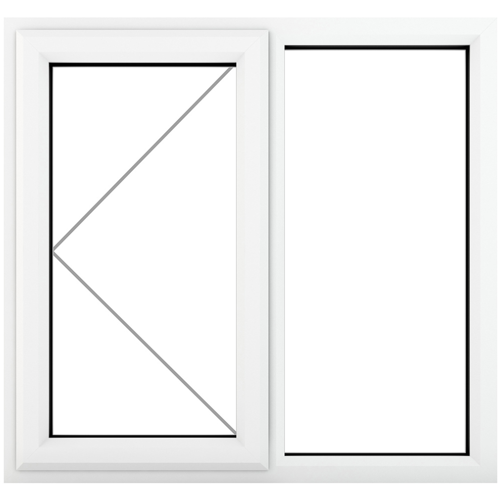Crystal uPVC Triple Glazed Window LH Side Hung Next to a Fixed White Clear Glass 1190x1040mm Image 2