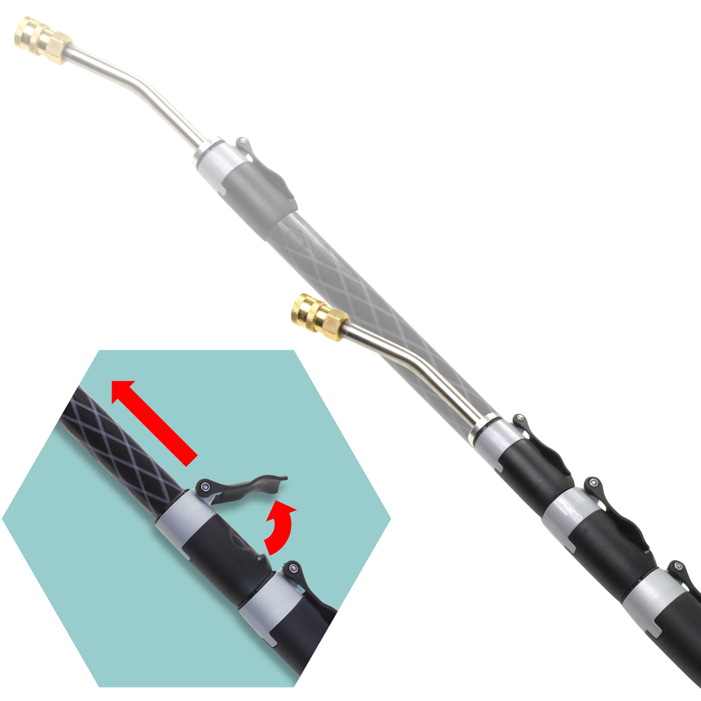 V-TUF T2.GCX33CF Carbon Fibre Telescopic Lance 2.5 to 10m with Belt and Gutter Cleaning Attachment Image 2