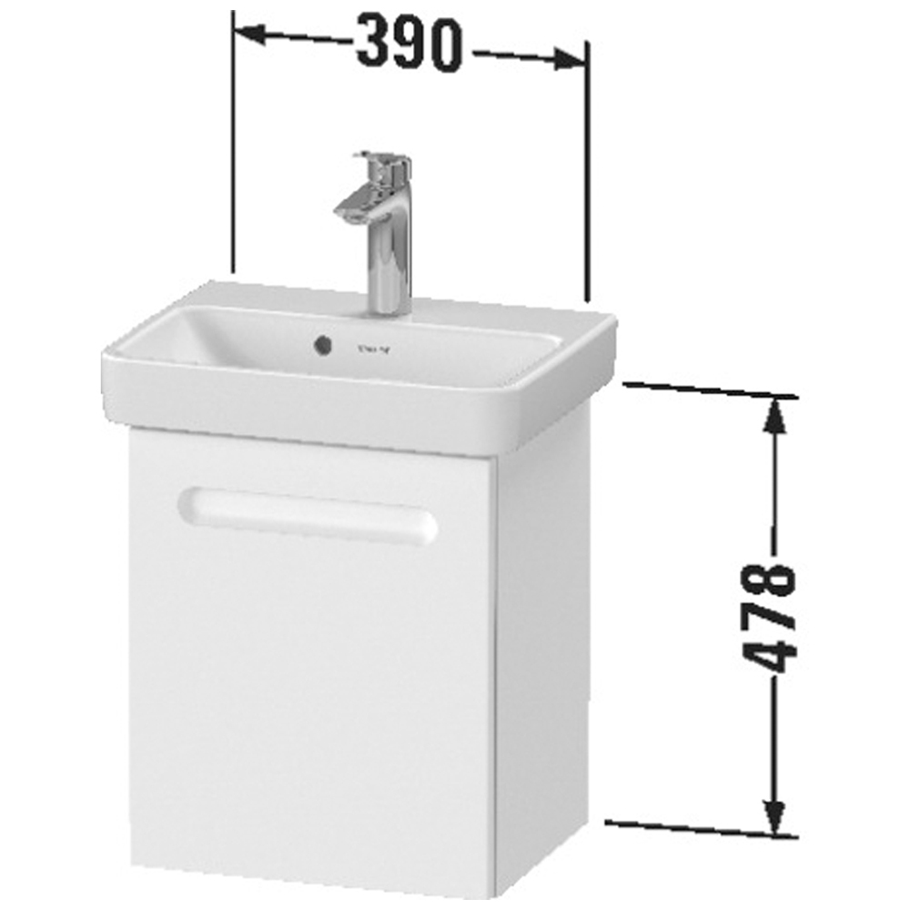 Duravit No.1 Left Hand Matt White Wall Hung Vanity Unit 478 x 390mm Image 3