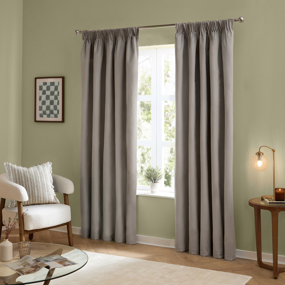 Furn The Ultimate Silver Velvet Fully Lined Pencil Pleat Curtains 229 x 229cm Image 5