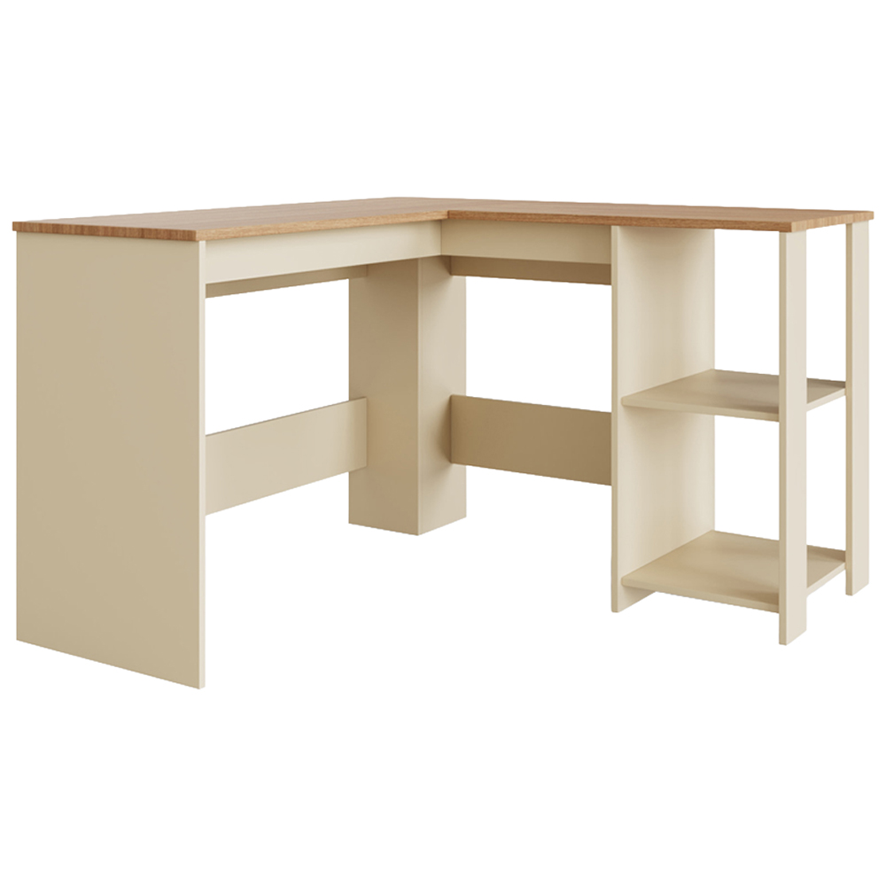 GFW Lancaster 2 Shelf Corner Computer Desk Cream Image 2