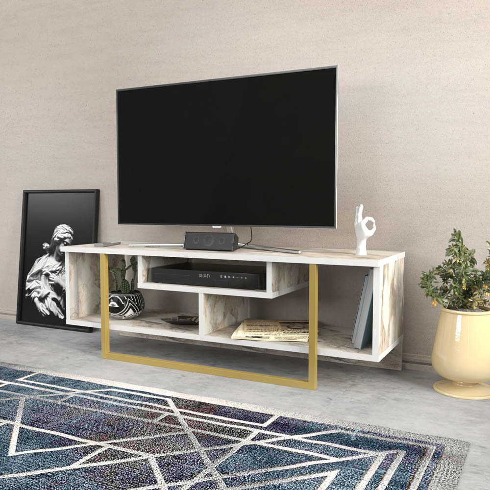 Decorotika Asal Ephesus and Gold Wide TV Unit Image 5