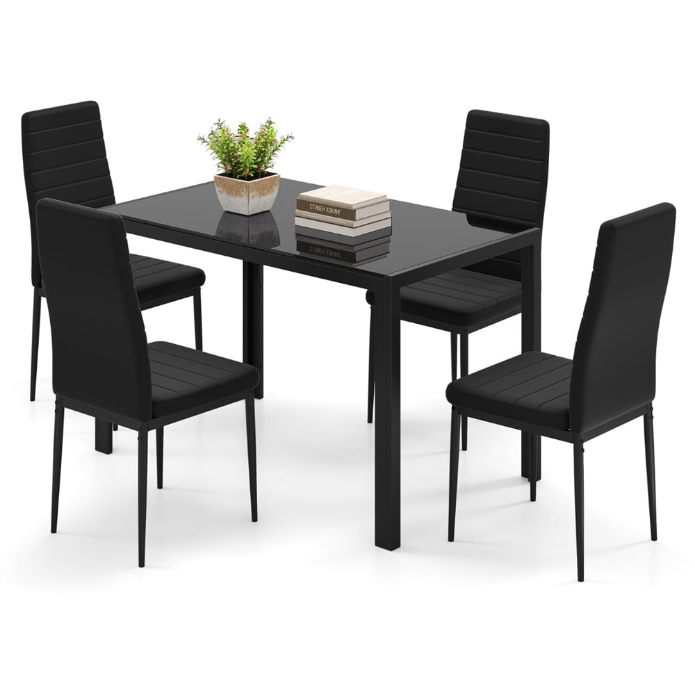 Costway 4 Seater Dining Table Set Black Image 3