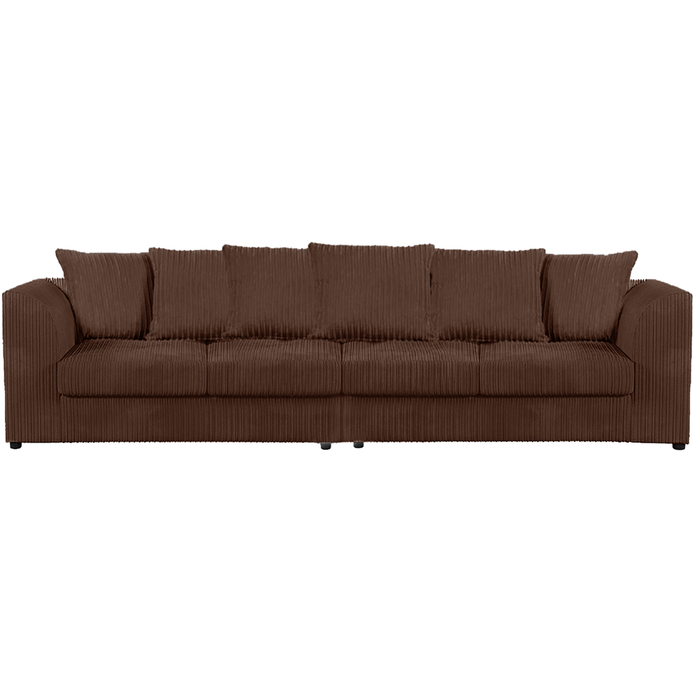 Luxor 4 Seater Chocolate Jumbo Cord Scatter Back Sofa Image 2