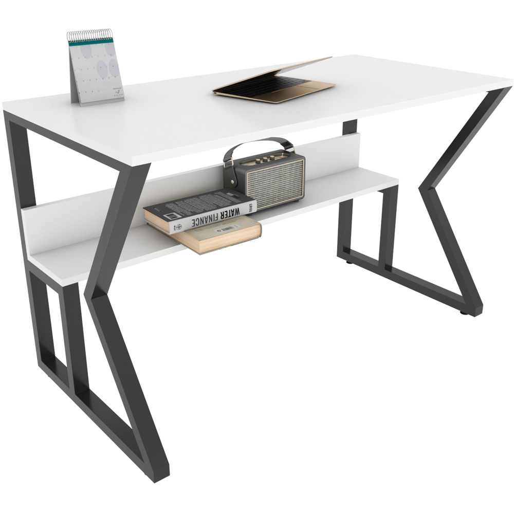 Decorotika Wake Single Shelf Computer Desk Black and White Image 2