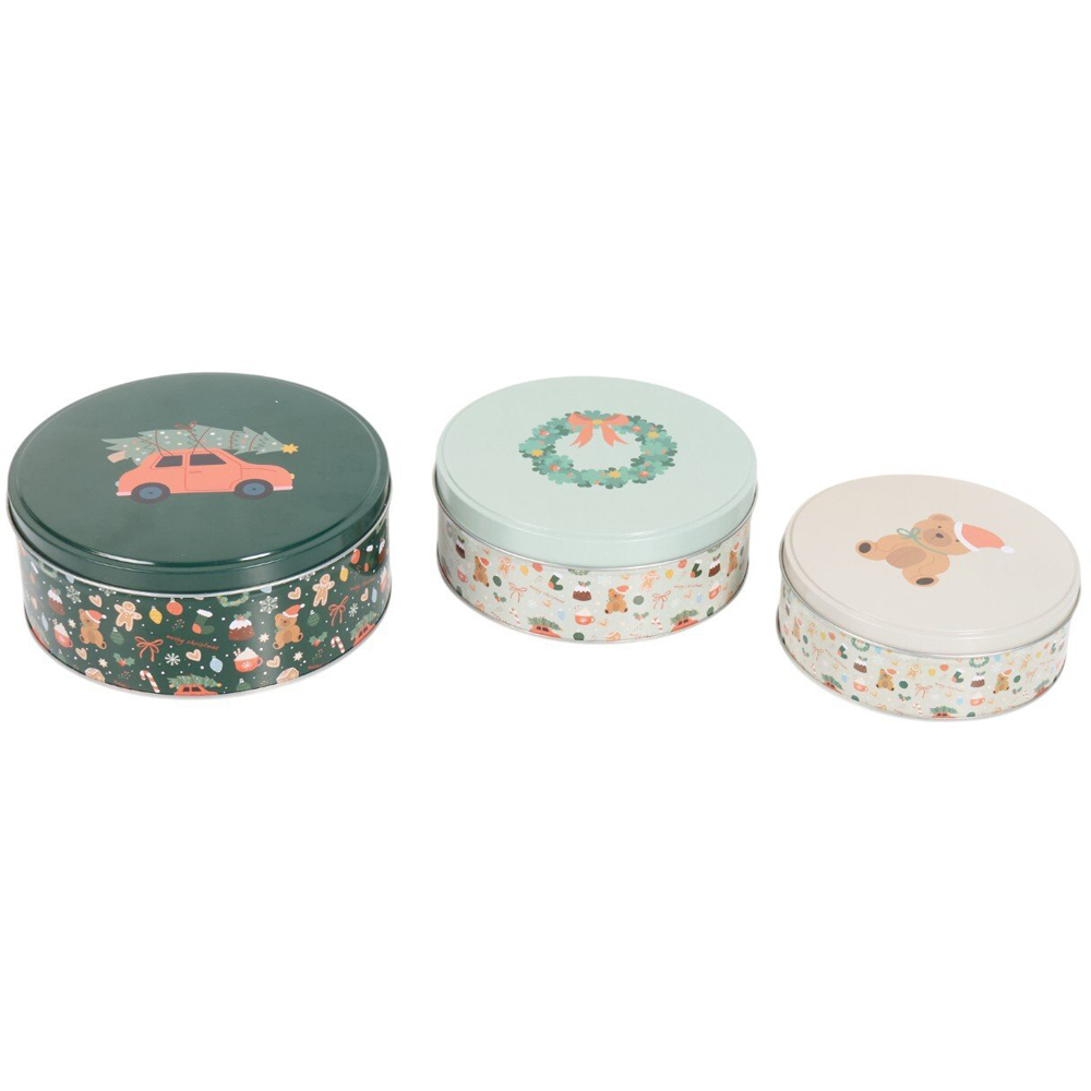Set of 3 Christmas Cake Tins Image 3