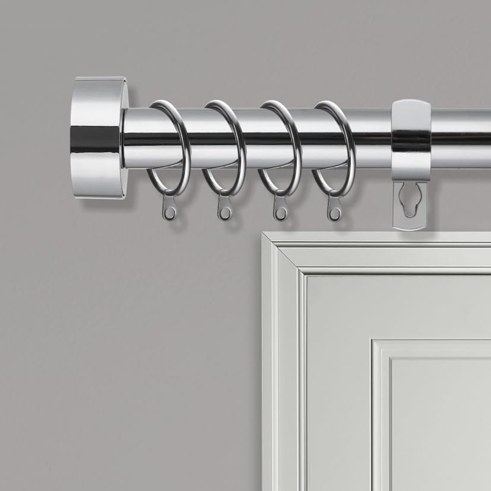 Home Treats 40 to 218cm Extendable Chrome Flat Curtain Pole Image 2