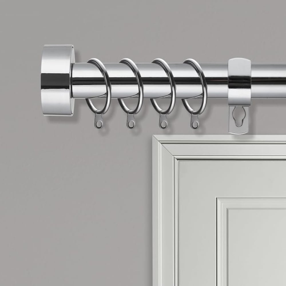 Home Treats 40 to 144cm Extendable Chrome Flat Curtain Pole Image 2