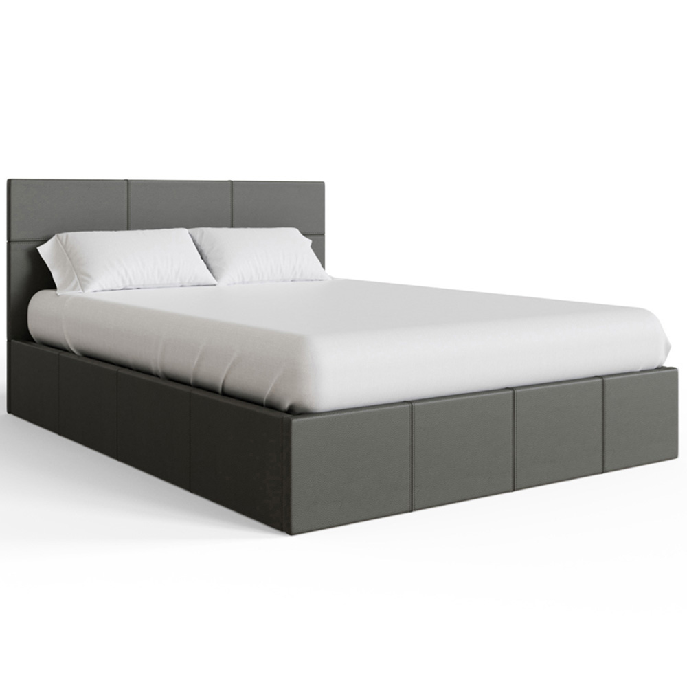 GFW King Size Grey Faux Leather End Lift Ottoman Bed with Memory Pocket Spring Mattress Image 3