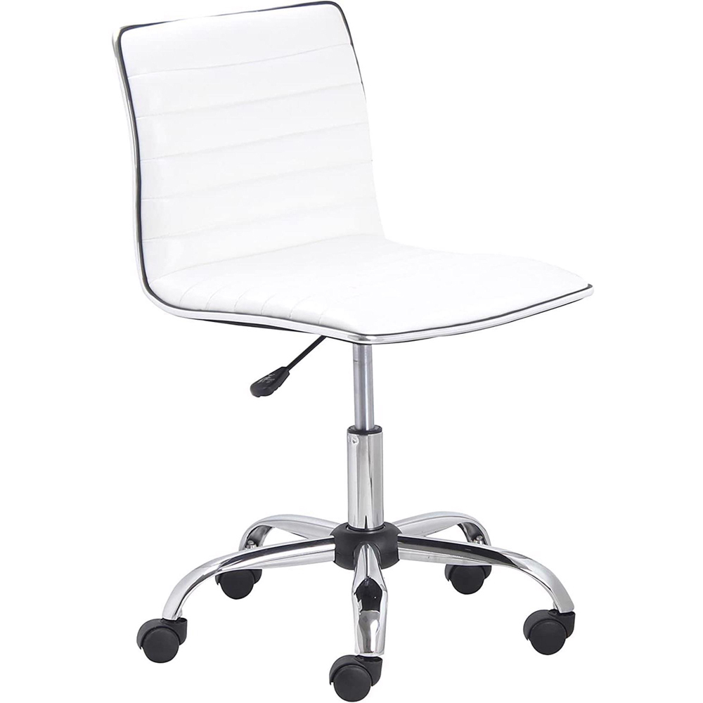 FWStyle White Faux Leather Ribbed Designer Office Chair Image 2
