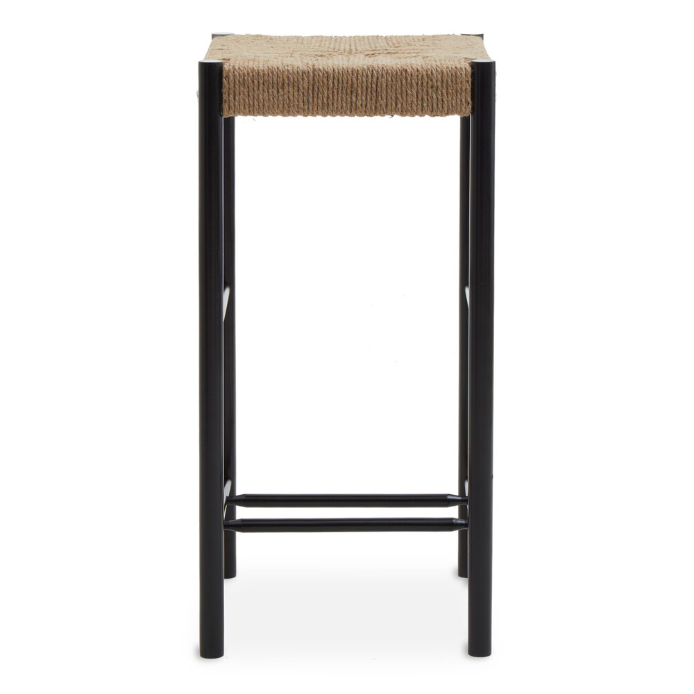 Premier Housewares Bandar Natural Rope and Black Wood Bar Stool Image 2