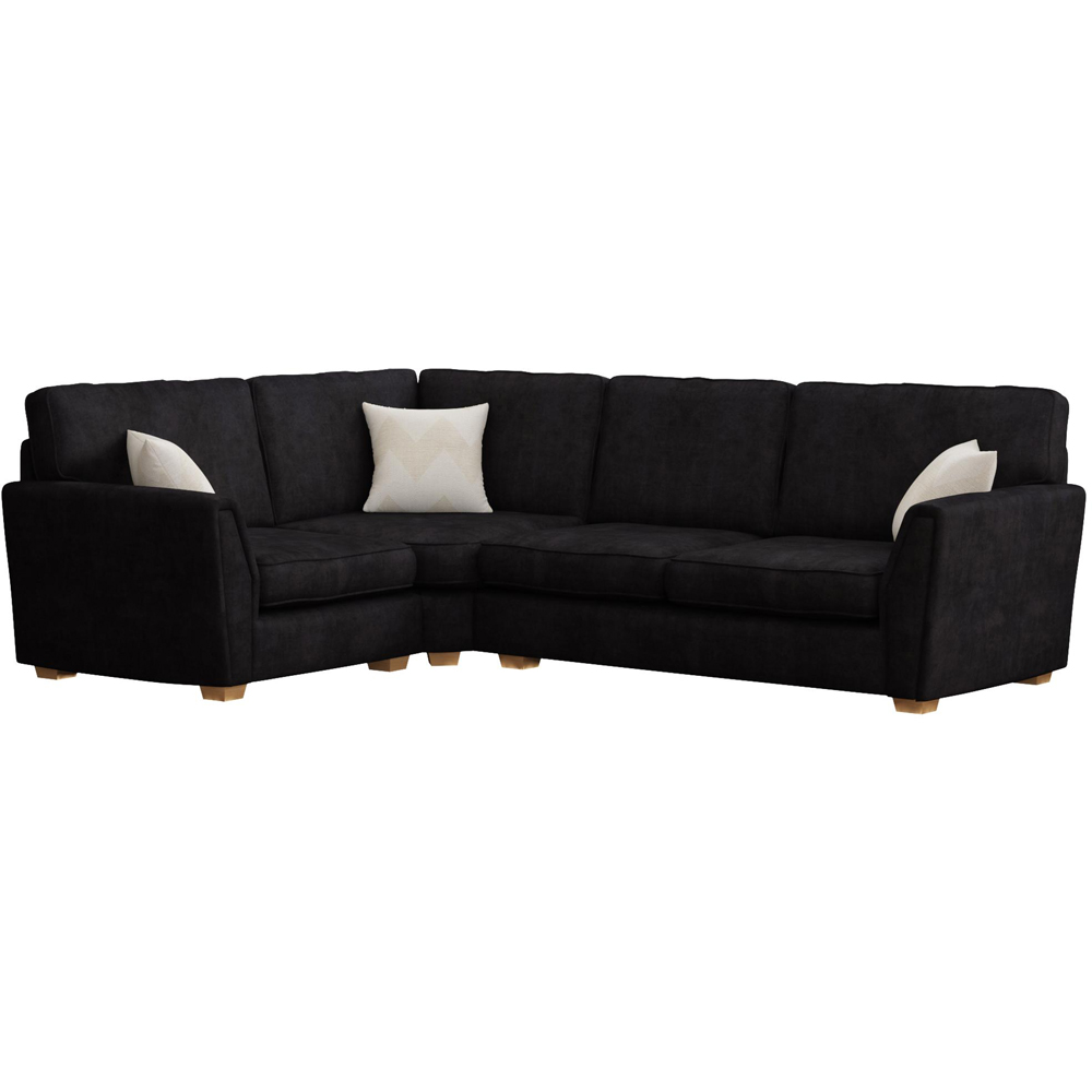 Wendleberry 3 Seater Ebony Plush Velvet Fixed Back Left Hand Corner Sofa Image 2