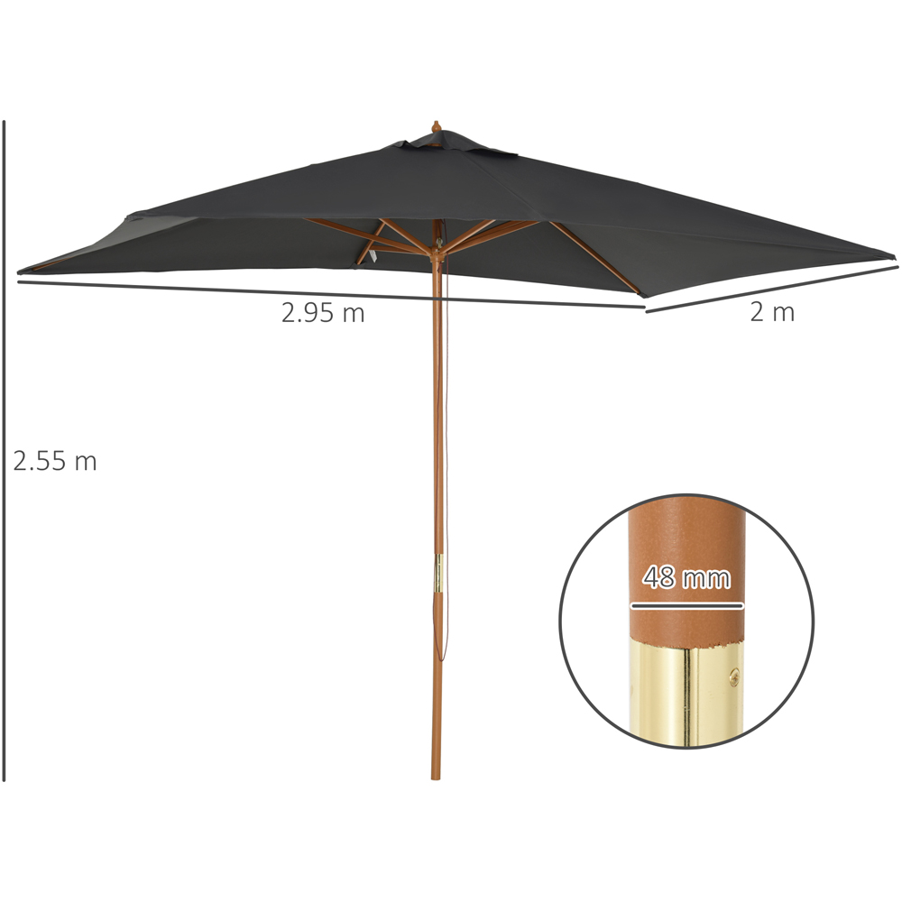 Outsunny Dark Grey Wooden Parasol 3 x 2m Image 7