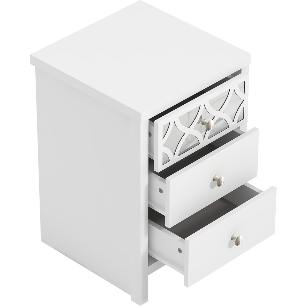GFW Arianna 3 Drawer White Bedside Table Image 3