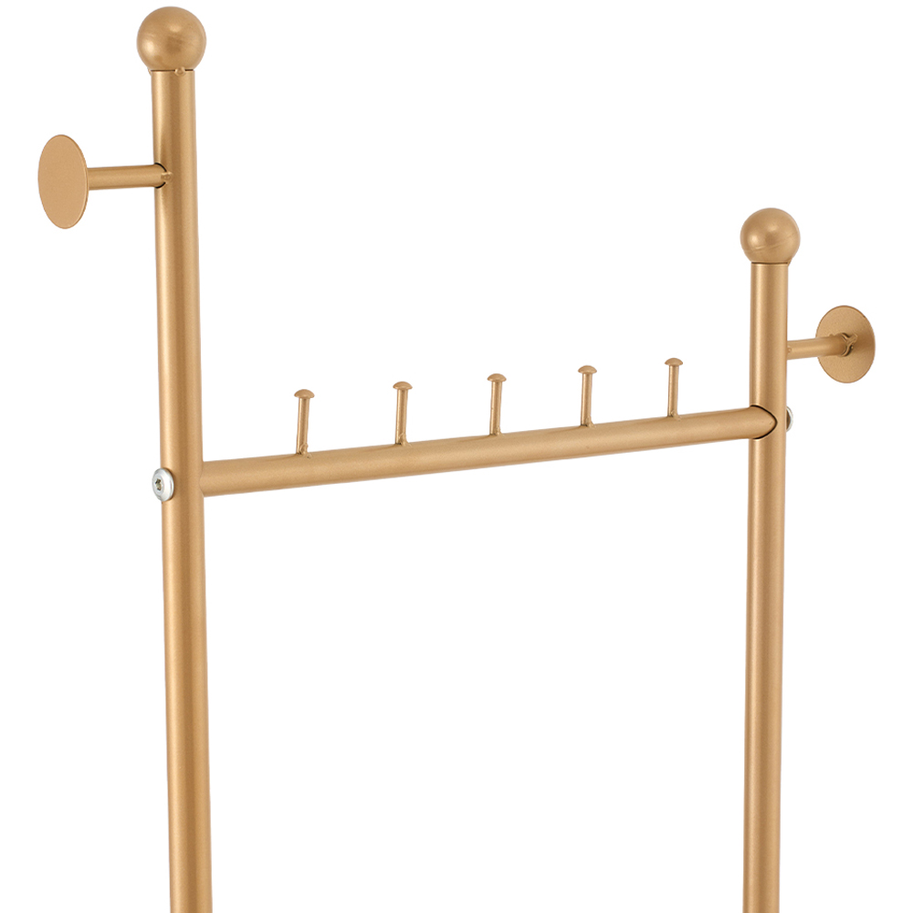 Living and Home Gold Metal Clothes Rack with 4 Hooks and Marble-Effect Base Image 4