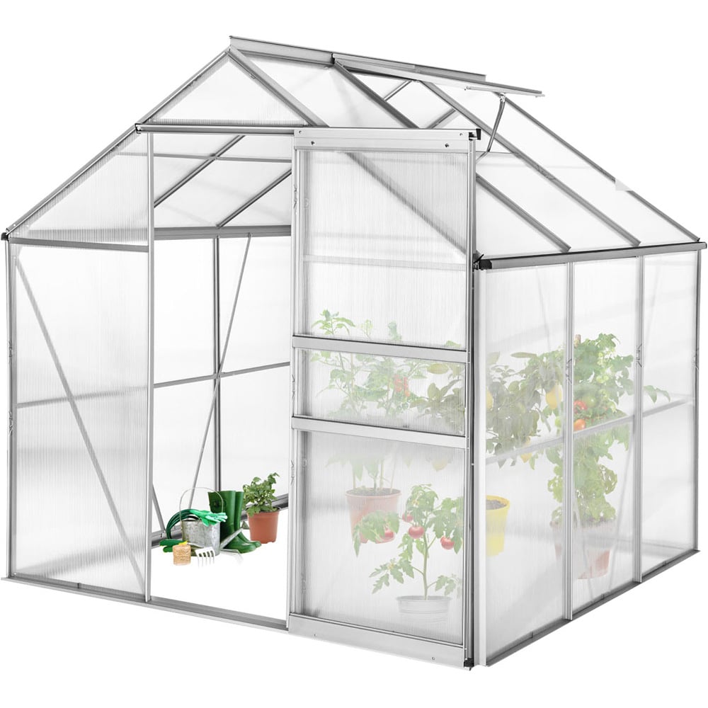 tectake Clear Aluminium 6 x 6.2ft Greenhouse Image 1