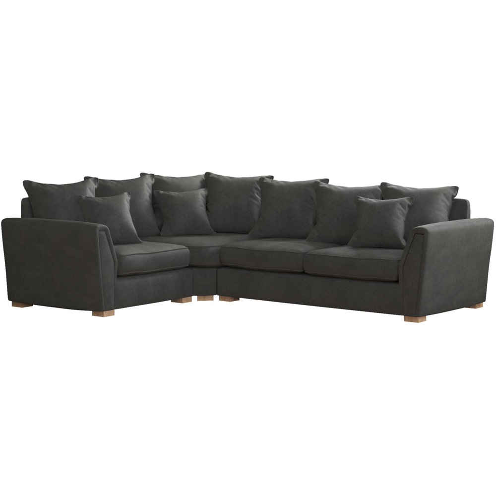 Wendleberry 3 Seater Steel Plush Velvet Scatter Back Left Hand Corner Sofa Image 2