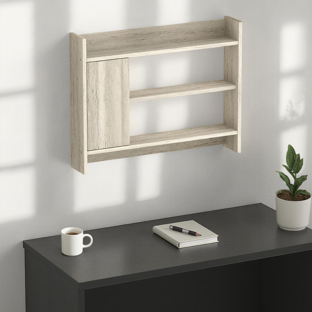 Decortie Fleet Travertine 3 Shelf Wall Unit with Cupboard Image 3