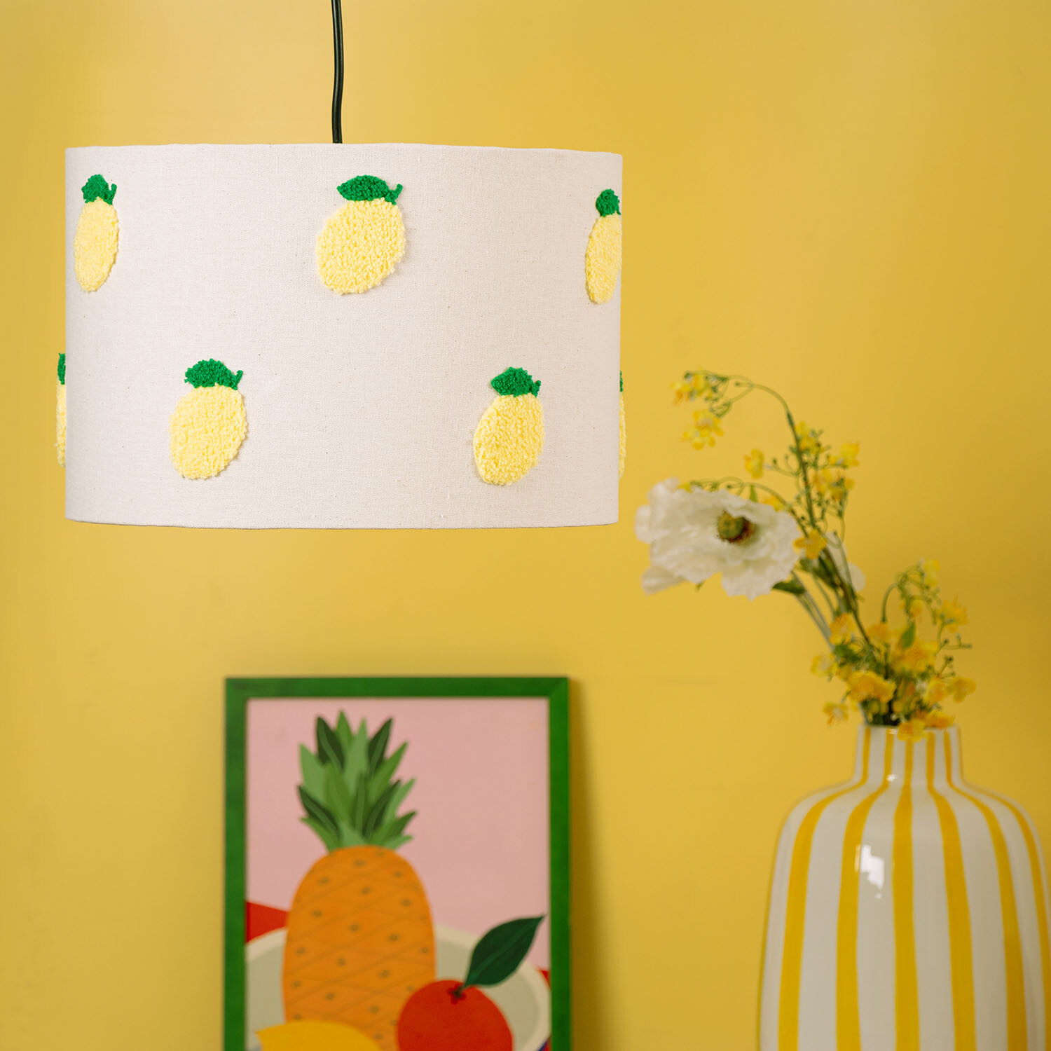 Embroidered Lemon Shade - Yellow and White Image 2