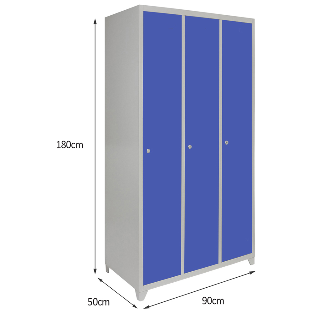 MonsterShop 3 Door Blue Wide Metal Storage Locker Image 6