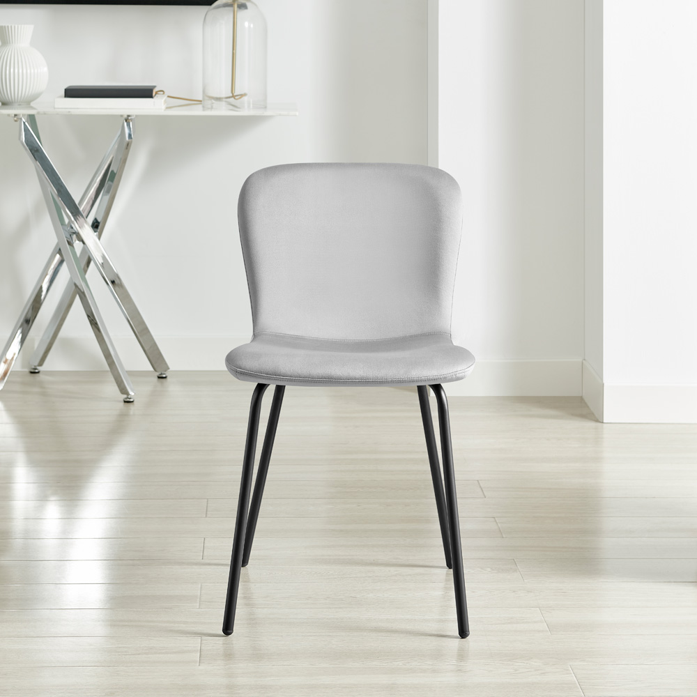 Furniturebox Sienna Set of 2 Light Grey Velvet Dining Chairs Image 8