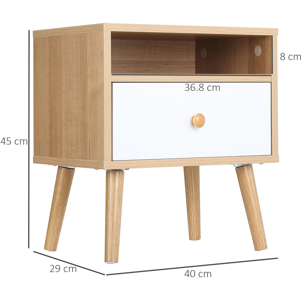 Portland Single Drawer White and Natural Bedside Table Image 7