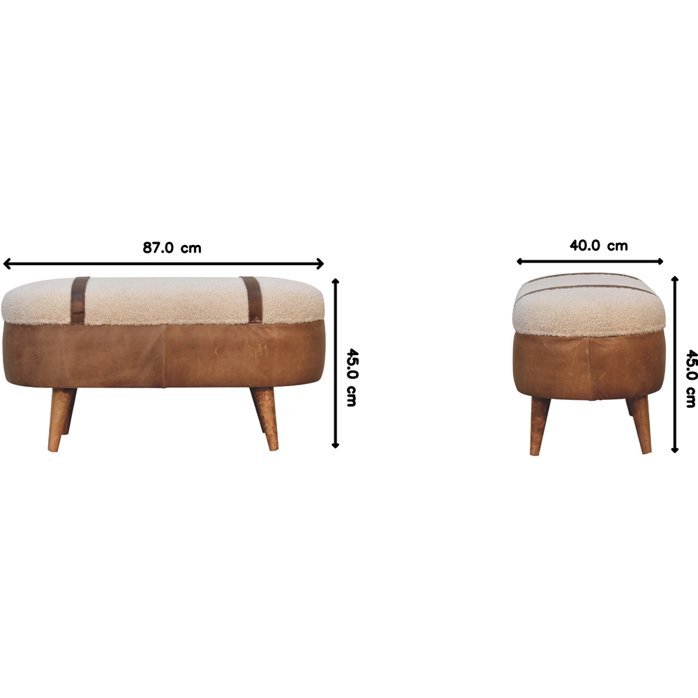 Artisan Furniture Tan Buffalo Boucle Upholstered Solid Wood Nordic Bench with Storage Box Image 9