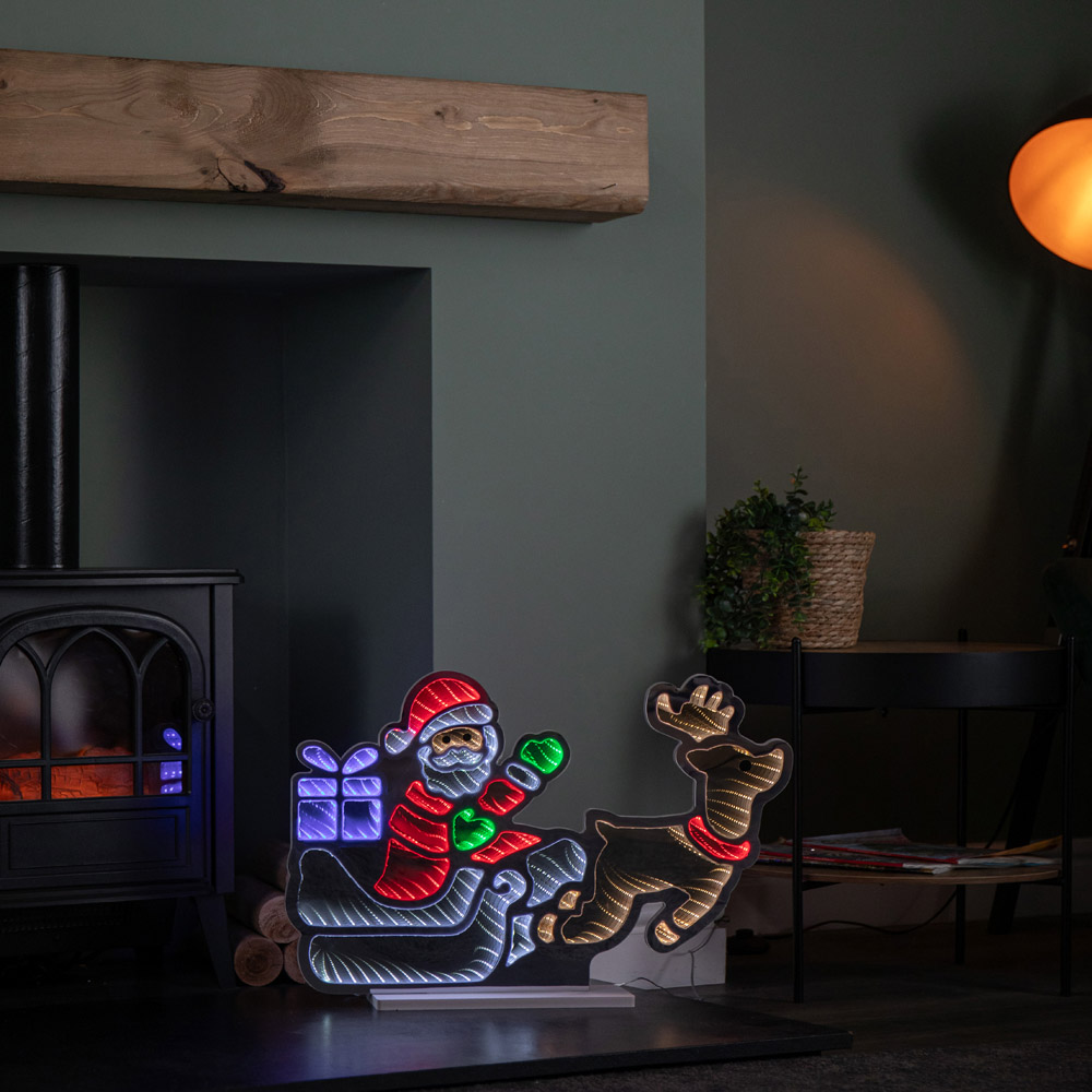 Samuel Alexander Light Up Santa with Present Christmas Infinity Mirror 60cm Image 4