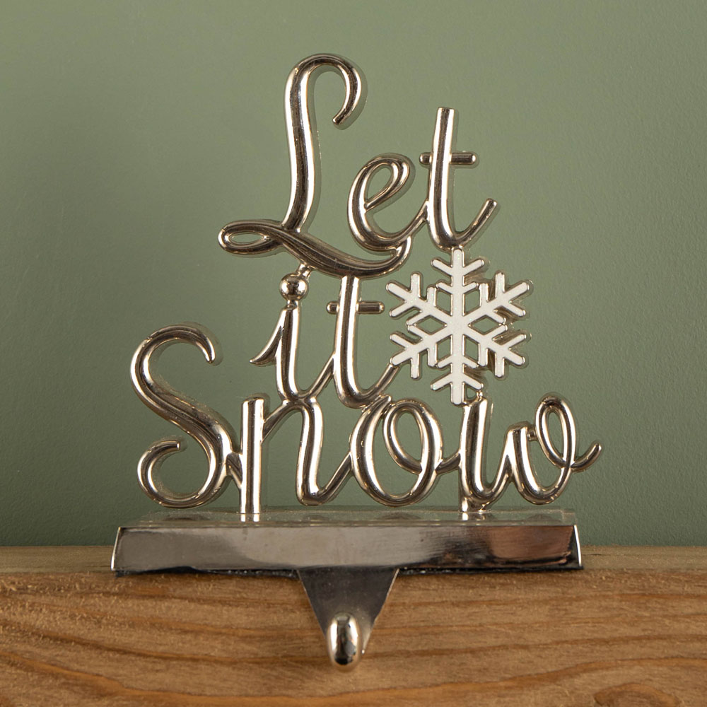 Samuel Alexander Silver Let it Snow Christmas Stocking Hanger 22cm Image 2